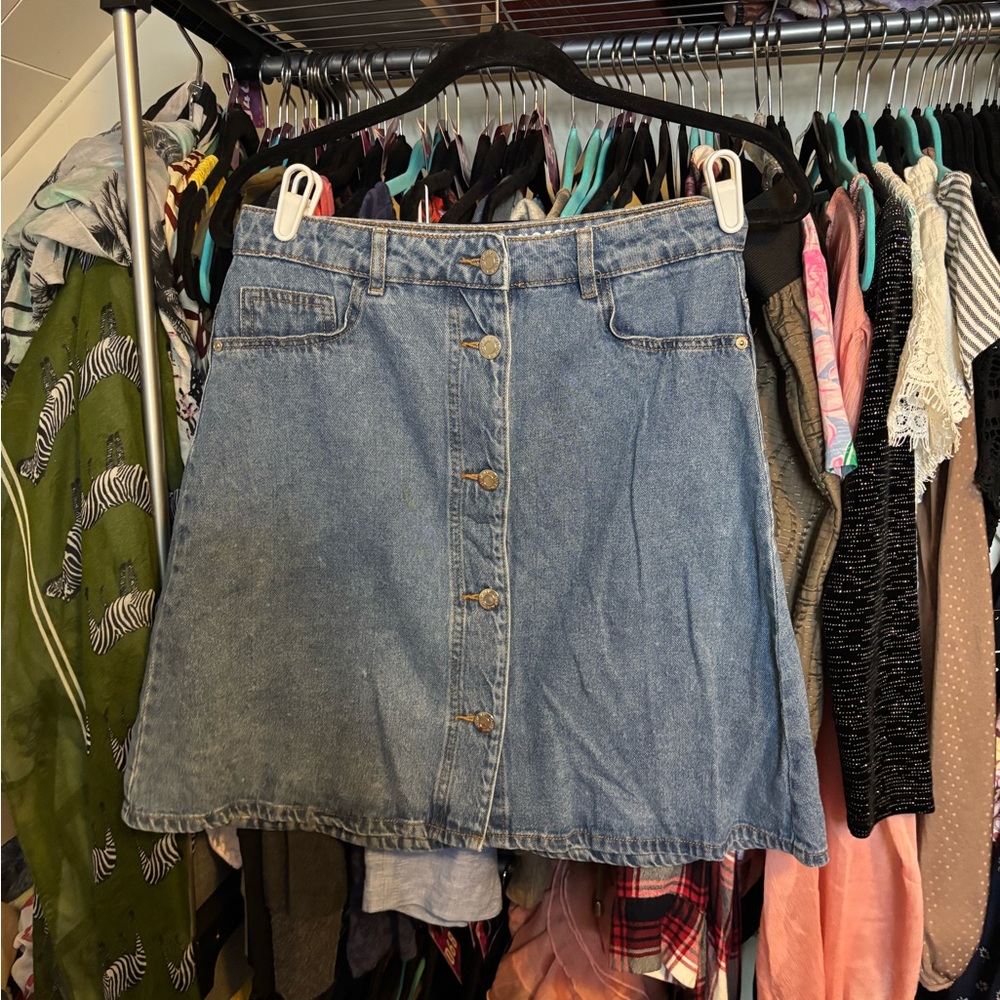 Noisy may Blue Casual Knee-Length A-Line Skirt